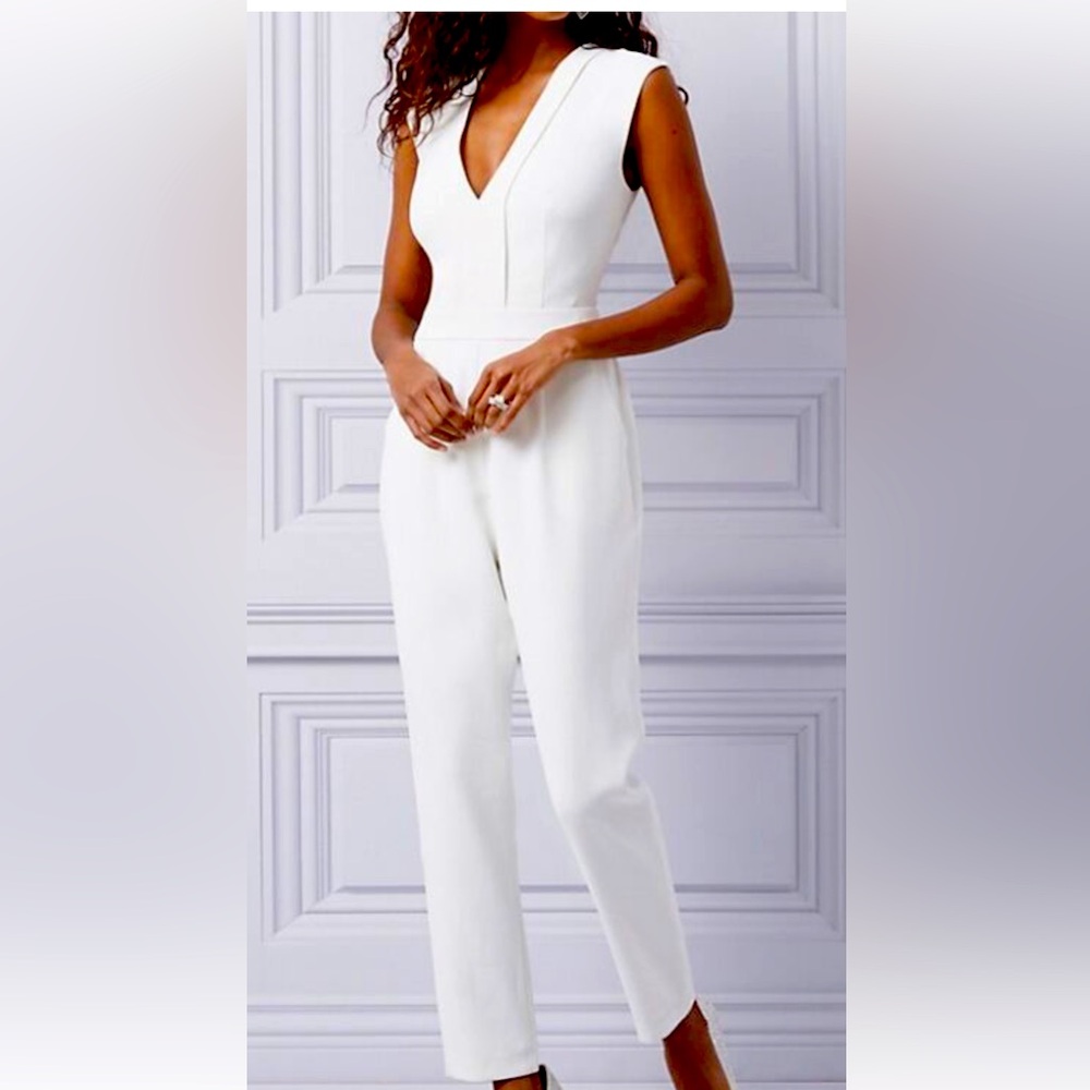 Classy deep vest pantsuit jumper